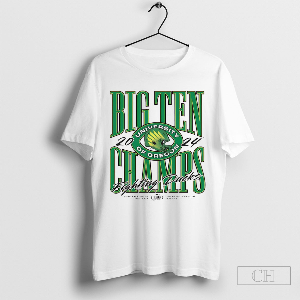 Oregon Ducks Green 2024 Big Ten Football Championship Helmet Classic Shirt