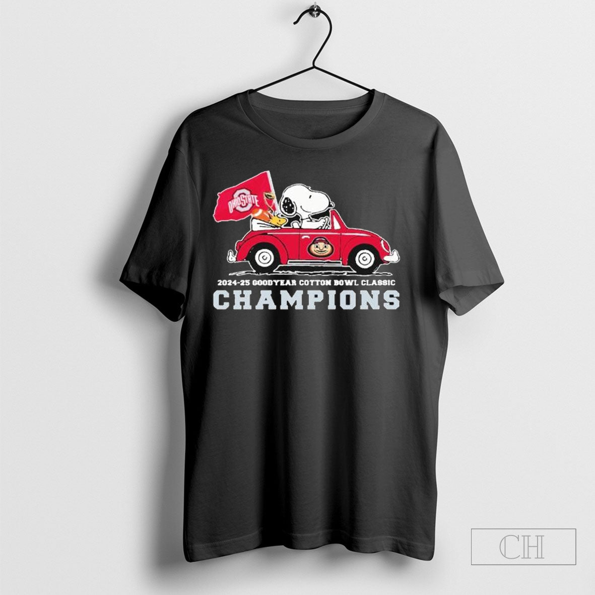Official Snoopy And Woodstock Driving Car Ohio State Buckeyes Goodyear Cotton Bowl Classic Champions 2024 2025 Shirt
