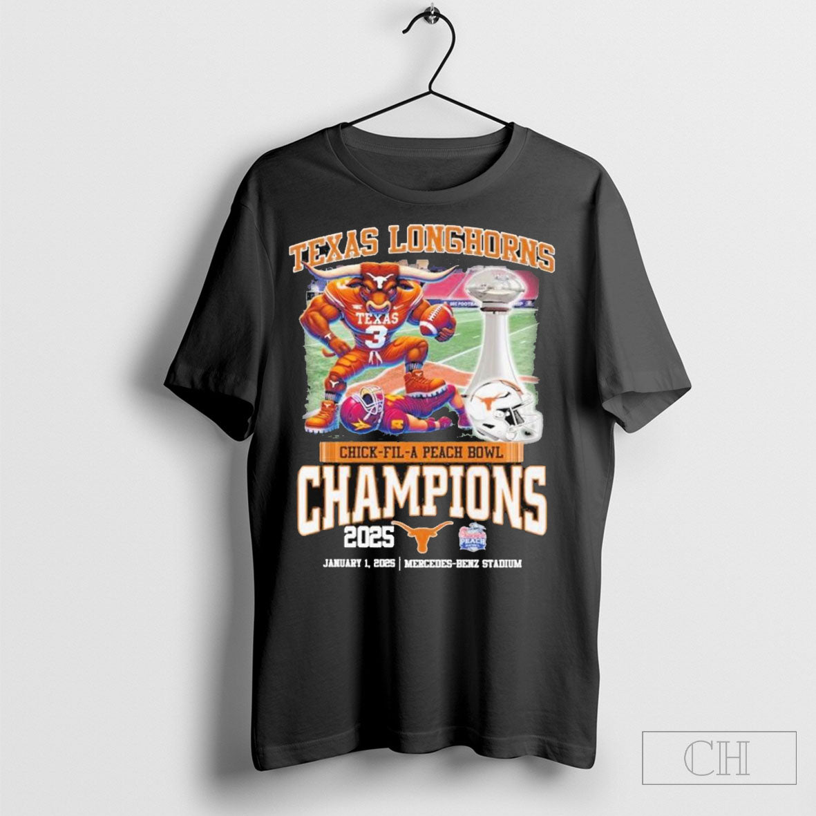 Official Texas Longhorns Chick Fil A Peach Bowl Champions 2025 Shirt