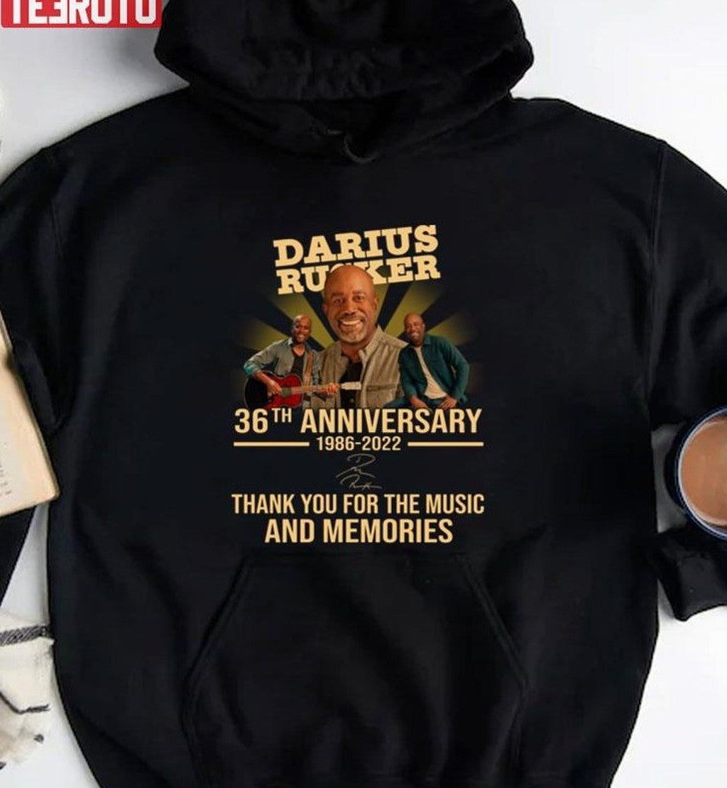 36th Anniversary Darius Rucker 1986 2022 Thank You For Memories Signature Unisex Sweatshirt