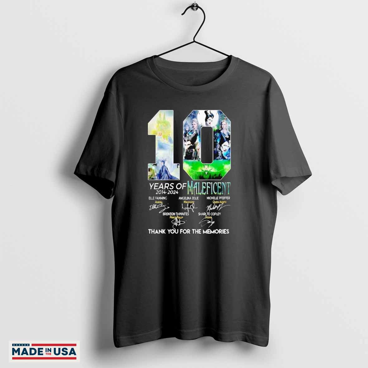 10 years of Maleficent 2014-2024 thank you for the memories signatures shirt