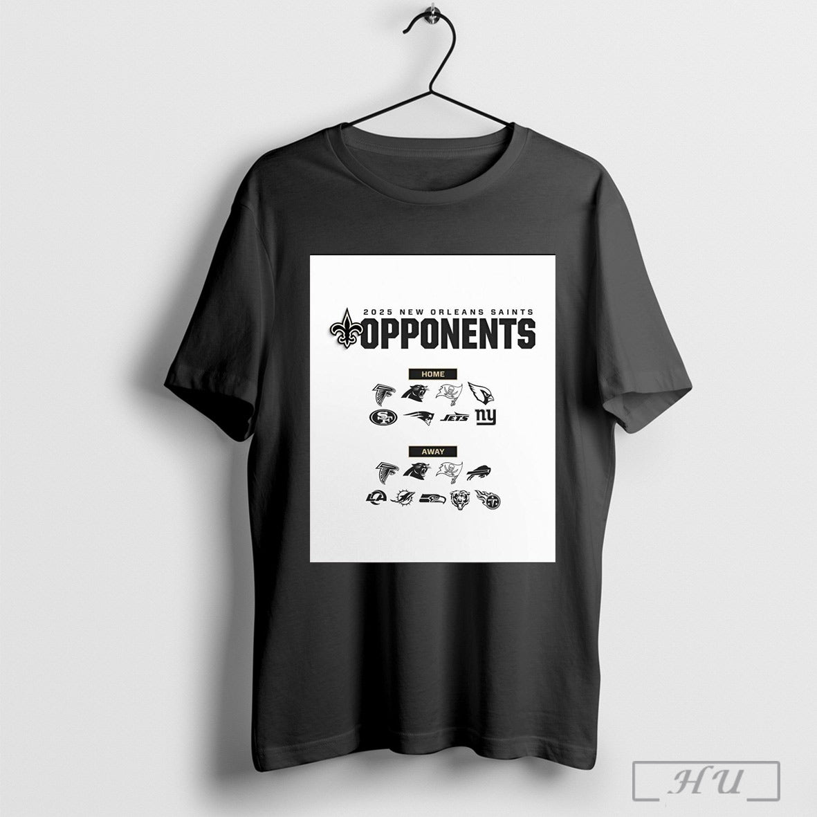 2025 New Orleans Saints Opponents Home Falcons Panthers Buccaneers Cardinals 49ers Patriots Jets Giants Poster T Shirt