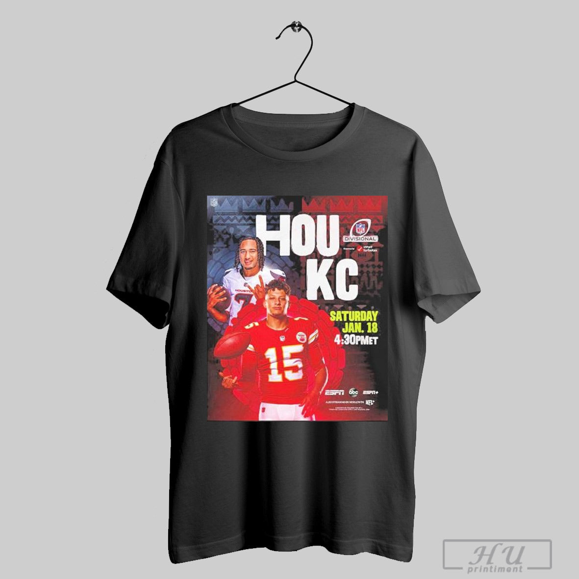 2025 Nfl Afc Divisional Round Kicks Off Battle Houston Texans Versus Kansas City Chiefs On Jan 18 Unisex T Shirt