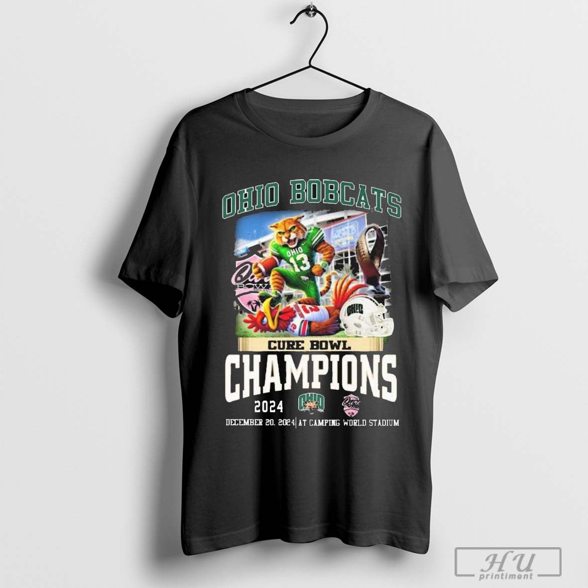 Ohio Bobcats Cure Bowl Champions 2024 December 20 At Camping World Stadium Mascot  Shirt