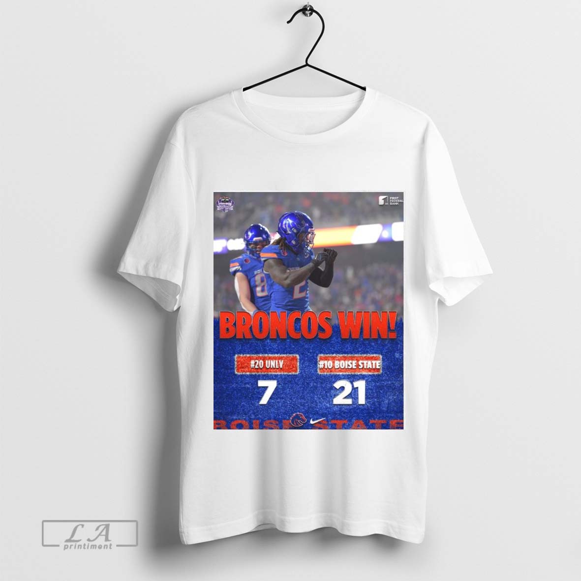 Official Poster Unlv Rebels Vs Boise State Broncos 7 20 Score 2024 Mountain West Champions Football Shirt
