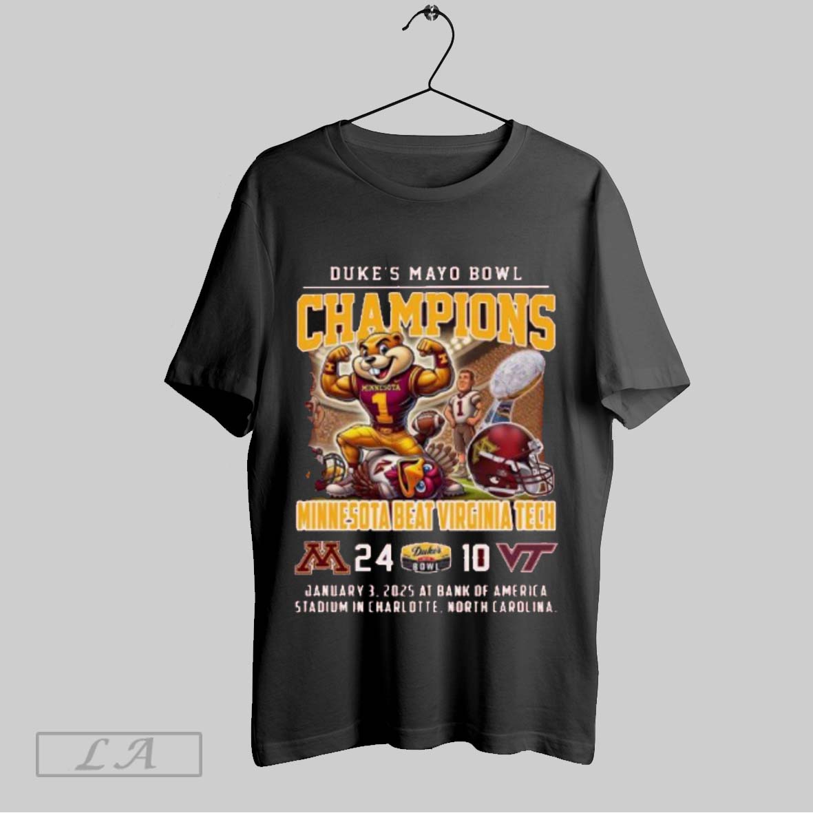 2025 Dukes Mayo Bowl Champions Minnesota Beat Virginia Tech 24 10 T Shirts
