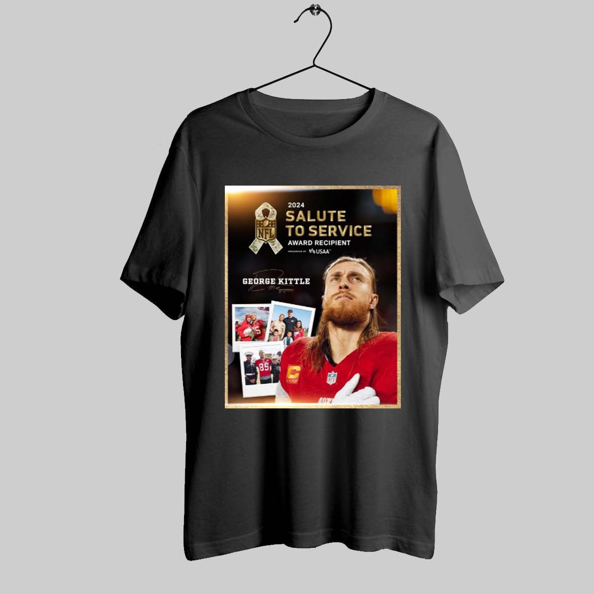 14th Annual Salute To Service Award Recipient 2024 George Kittle San Francisco 49ers Nfl Signature Poster T Shirt