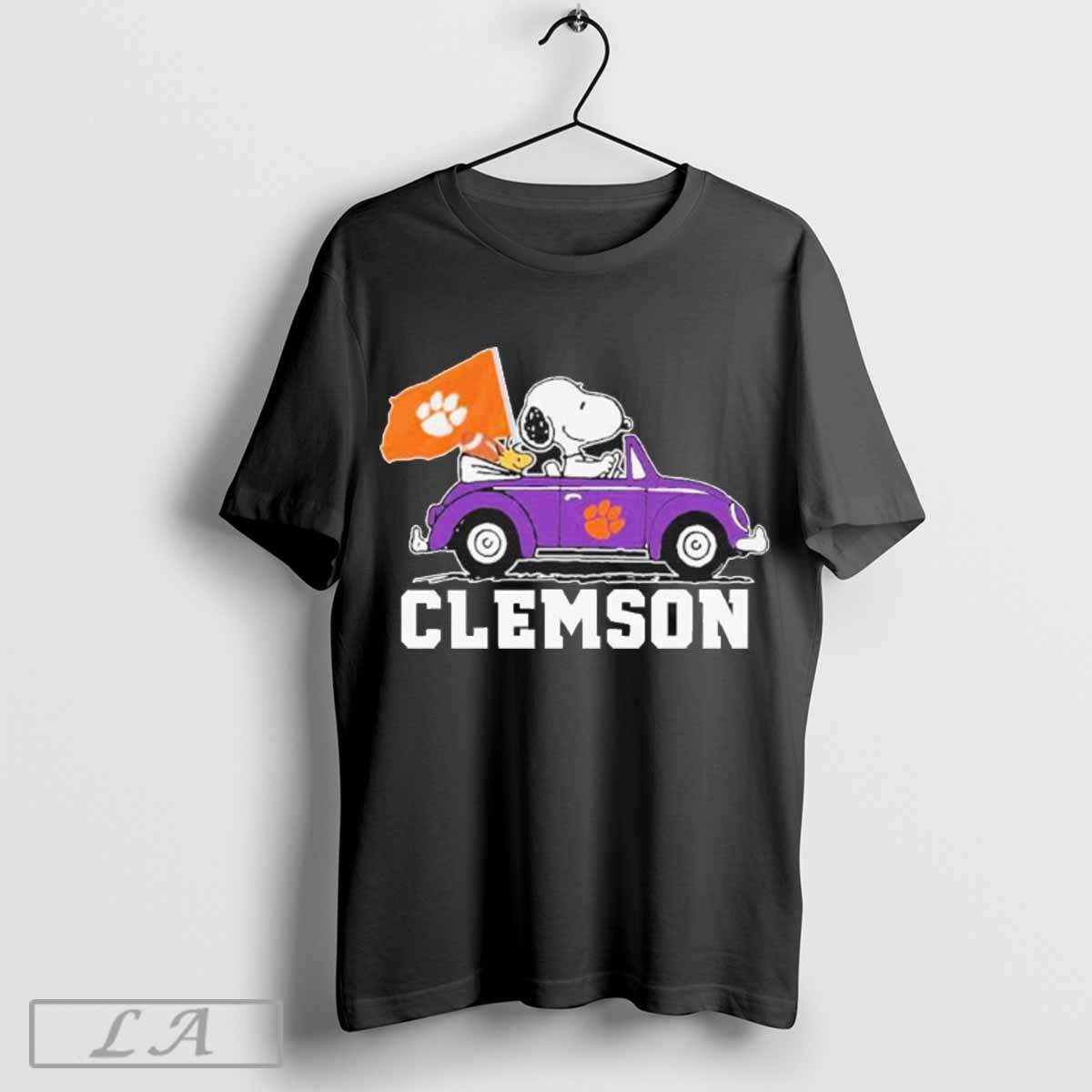 Peanuts Snoopy And Woodstock On Car Clemson Tigers Acc Champions Shirt