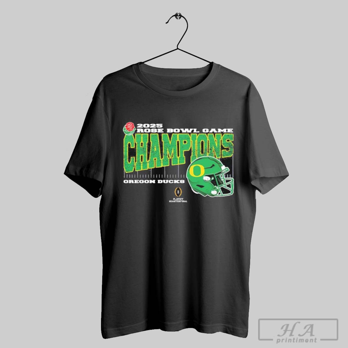 Oregon Ducks 2025 Rose Bowl Game Champions College Football Playoff Quarterfinal Vintage Style With Helmet T Shirt