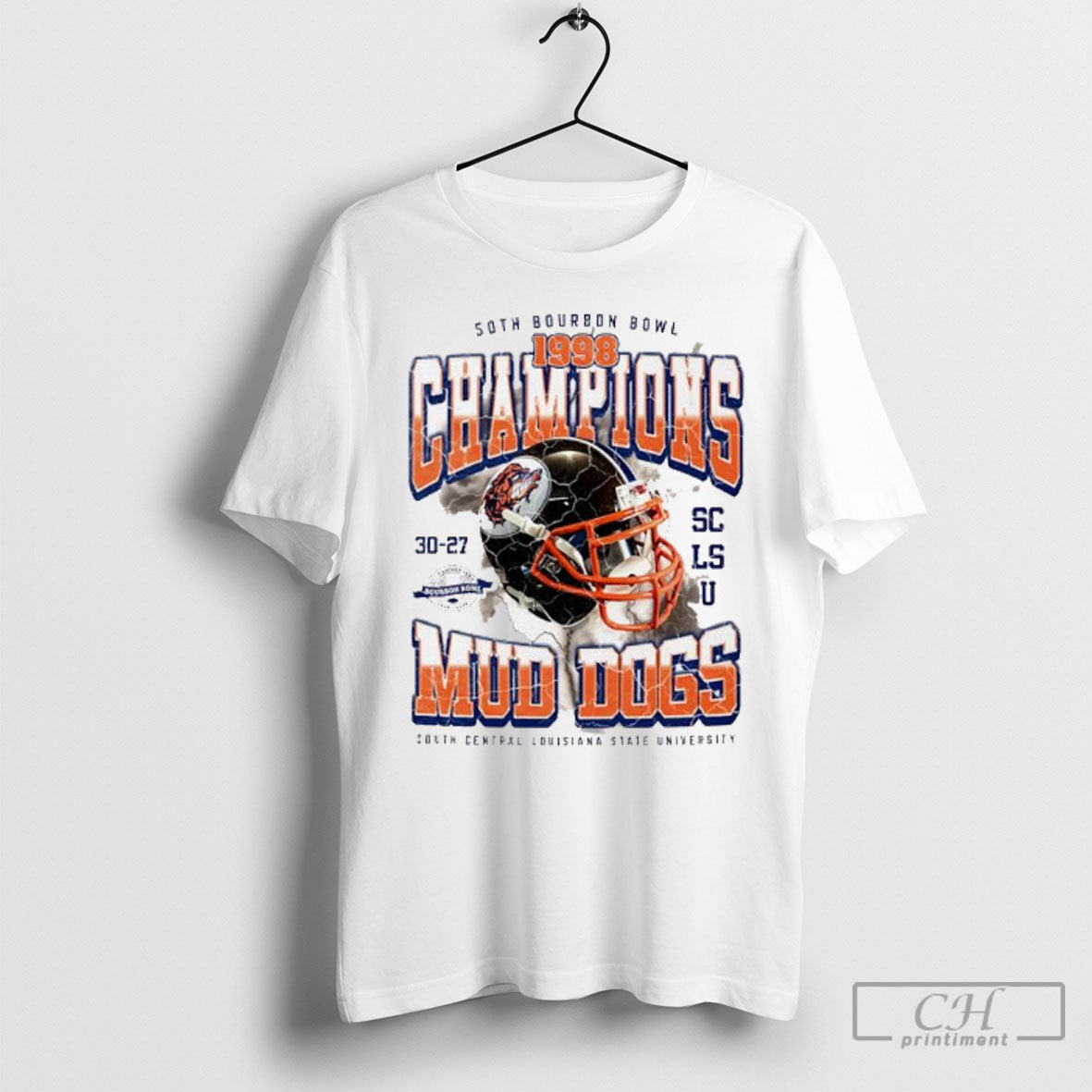 Official South Central Louisiana State University 50th Bourbon Bowl Champions Mud Dogs 1998 Shirt