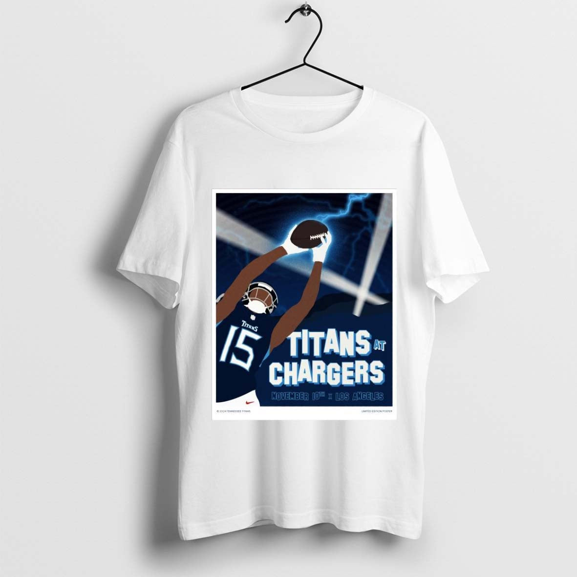 10 Game Day NFL Tennessee Titans At Los Angeles Chargers Nov 10th Poster t-shirt