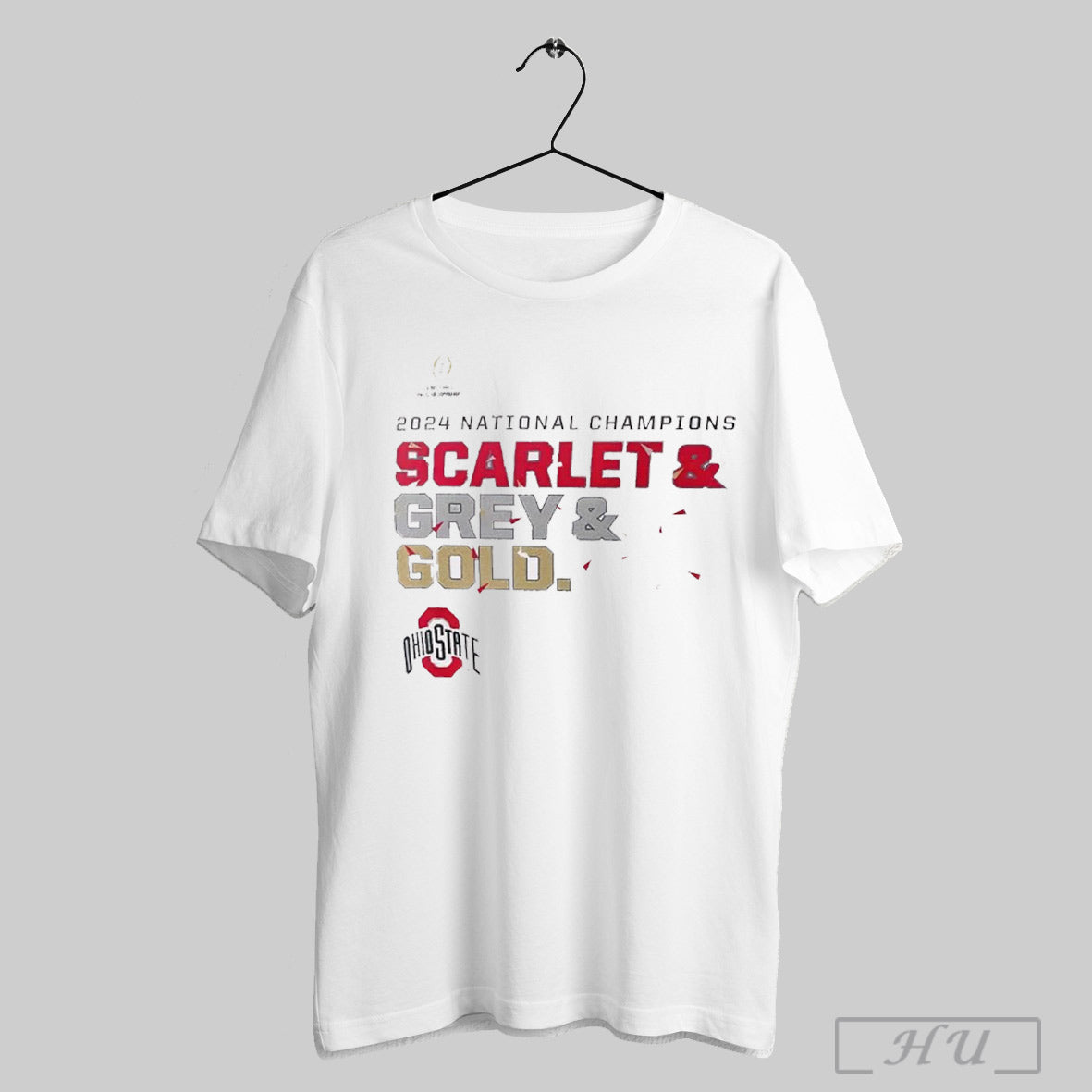 Ohio State Buckeyes 2024 Football National Champions Scarlet And Grey And Gold T Shirt Sweatshirt Hoodies Poster