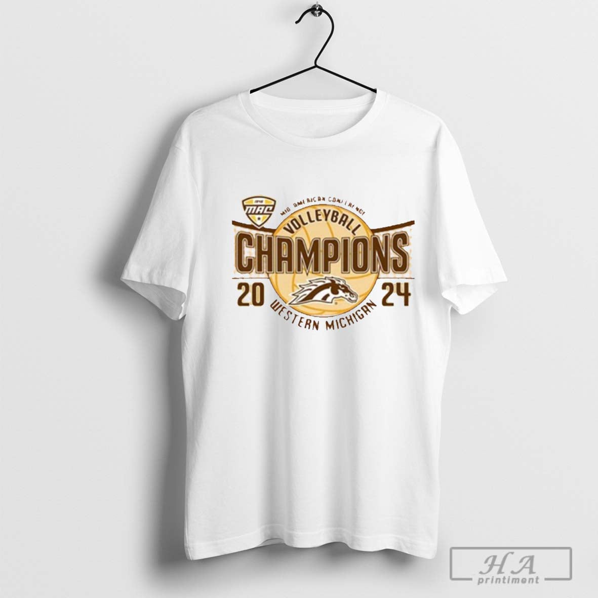 Official Western Michigan Broncos Gold 2024 MAC Volleyball Champions Shirt
