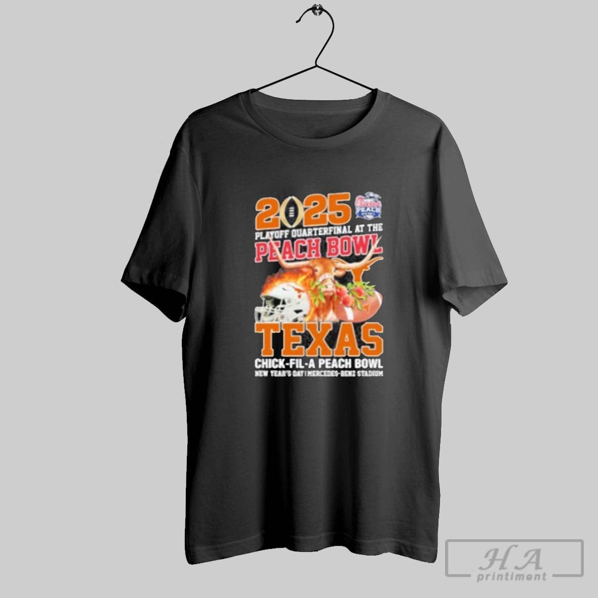 2025 Playoff Quarterfinal At The Peach Bowl Texas Longhorns Helmet Shirt