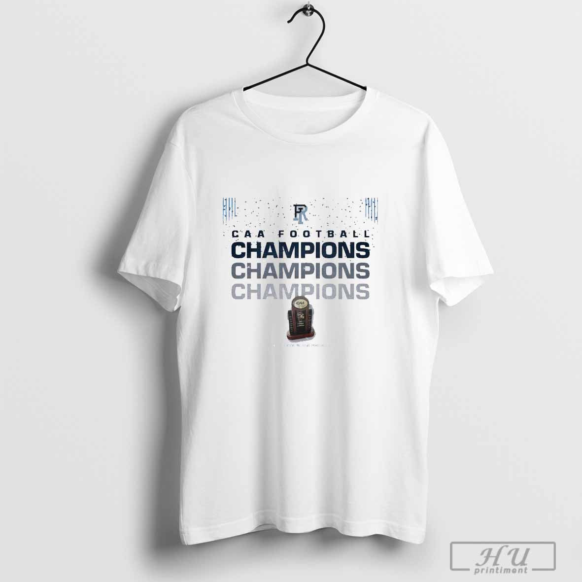 Official Rhode Island Football 2024 CAA Football Champions 3 More Feet T-Shirt