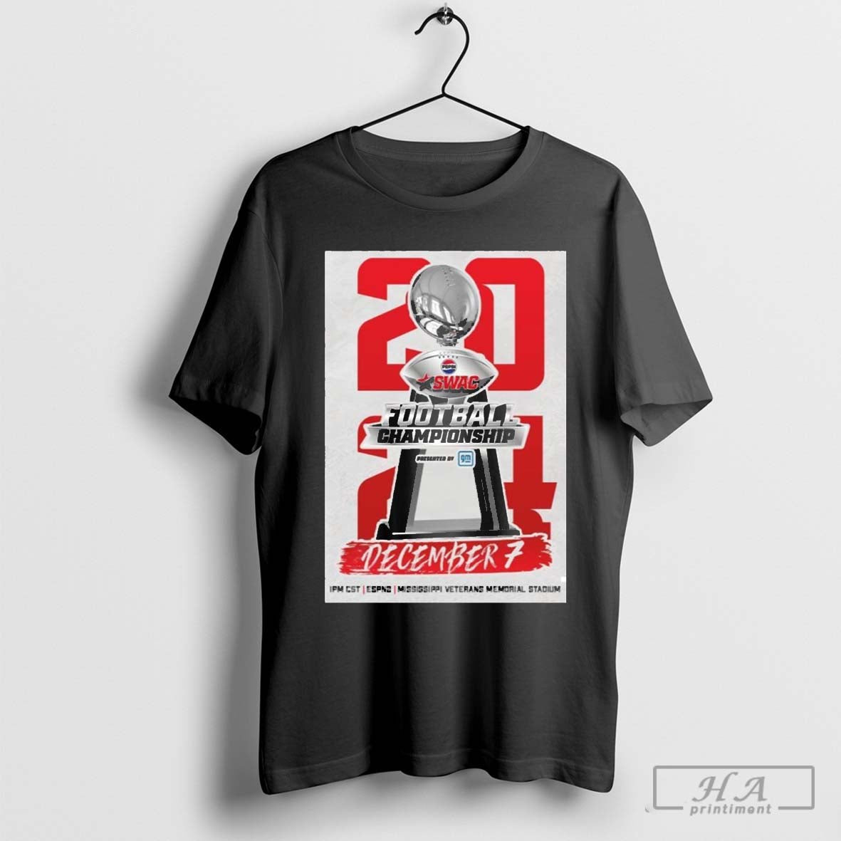 Official Poster Southern Jaguars Vs Jackson State Tigers Football Championship Swac Dec 7 2024 Mississippi Veterans Memorial Stadium T Shirt