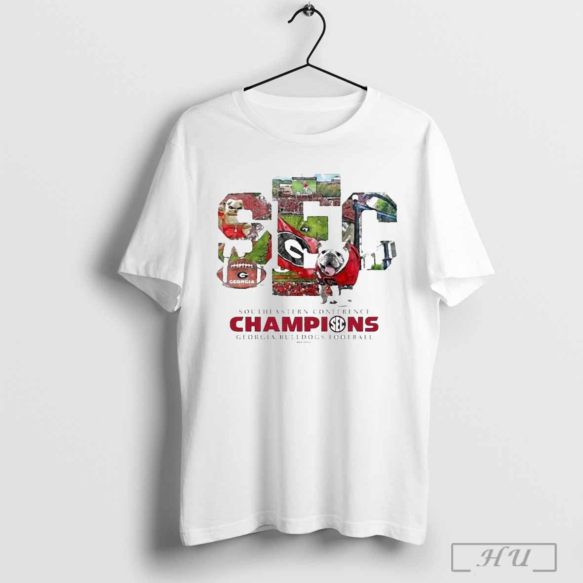 Official White Georgia Bulldogs 2024 Sec Football Conference Champions Score T Shirt