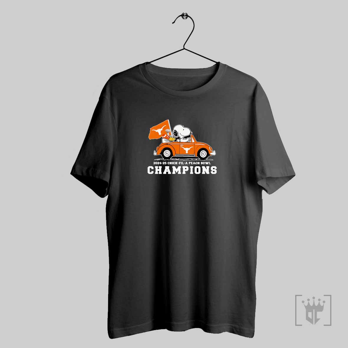Snoopy Driving 2024 25 Chick Fil A Peach Bowl Champions Texas Longhorns T Shirt