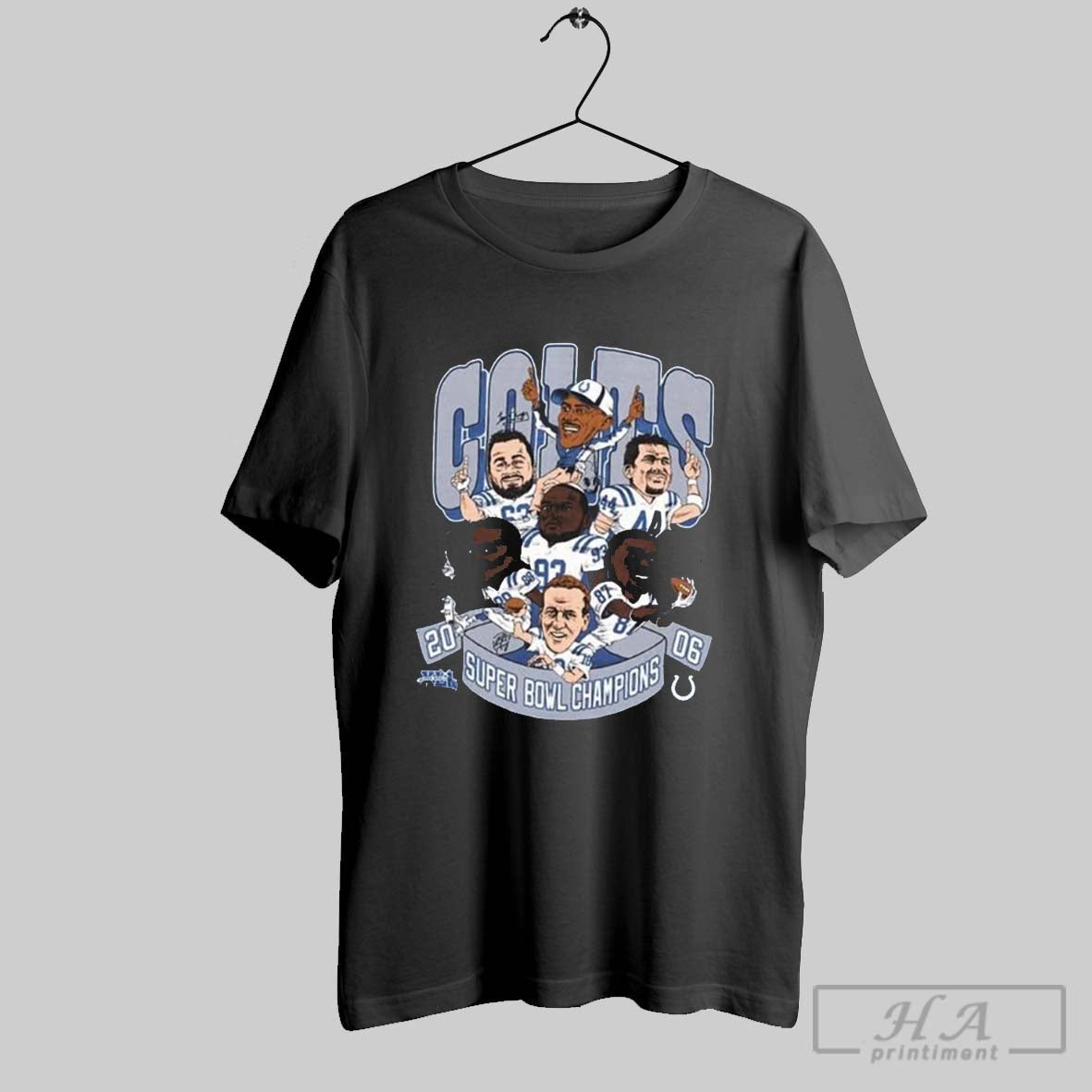 Super Bowl Champions 2006 Indianapolis Colts Caricatures Signatures Painting T Shirt