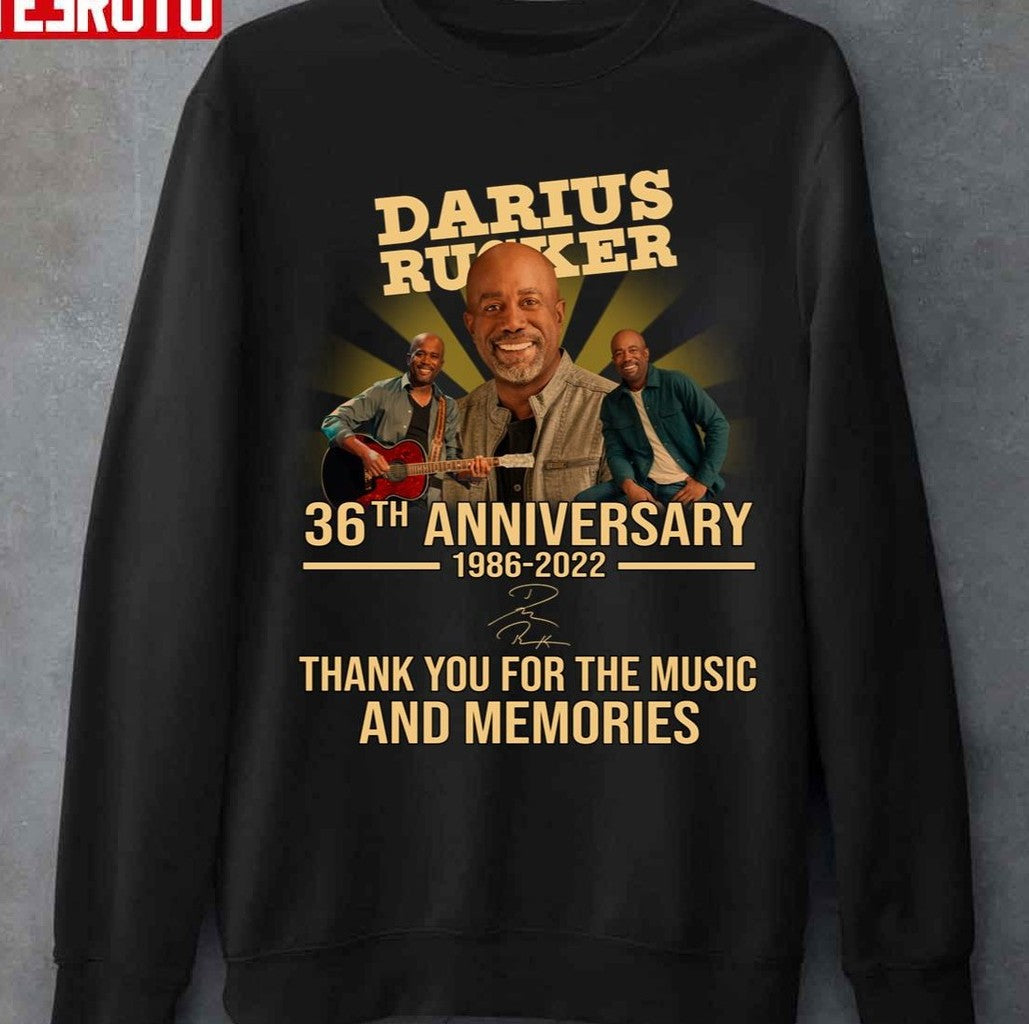 36th Anniversary Darius Rucker 1986 2022 Thank You For Memories Signature Unisex Sweatshirt
