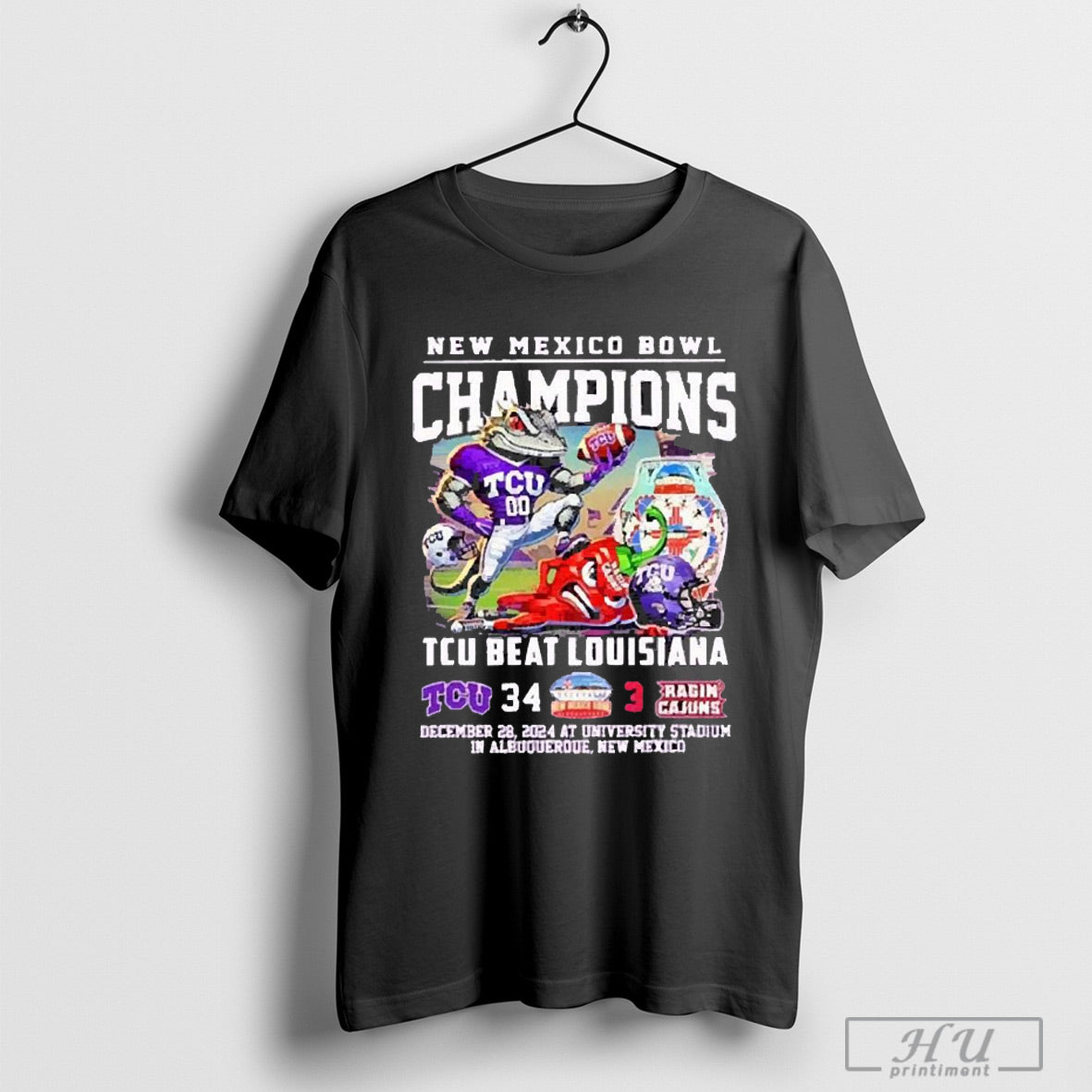Tcu Horned Frogs Beat Louisiana Ragin Cajuns New Mexico Bowl 2024 Champions Mascot T Shirt Sweatshirt