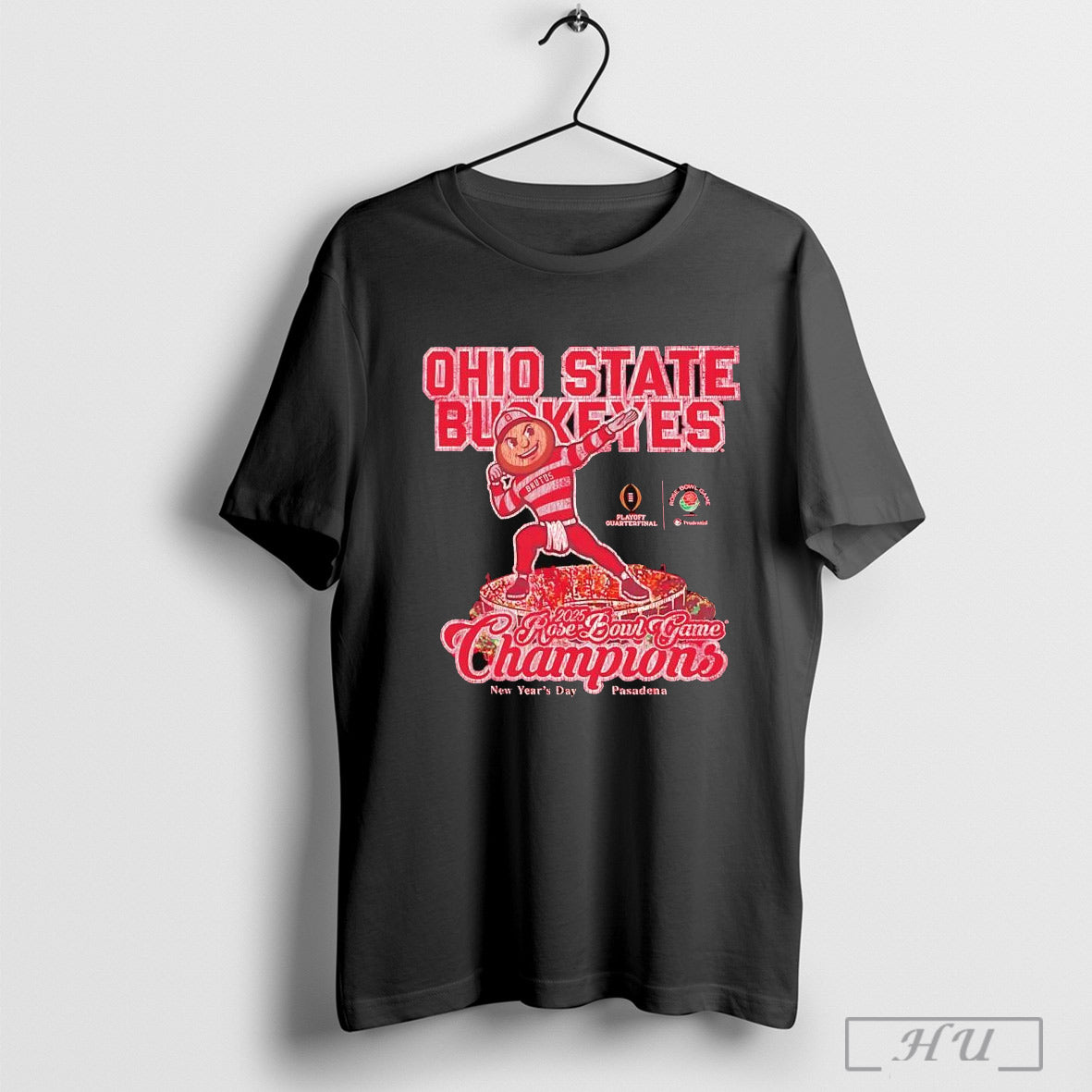 Ohio State Buckeyes 2025 Rose Bowl Game Champions New Years Day Mascot T Shirt