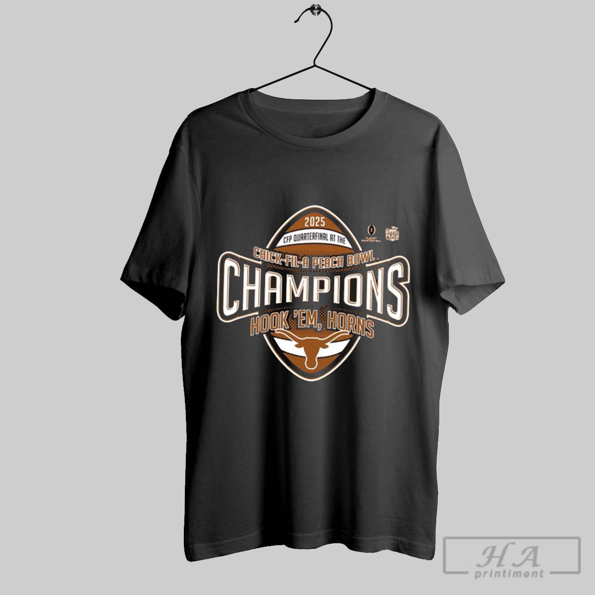 Official Texas Longhorns 2025 College Football Playoff Quarterfinal At The Chick Fil A Peach Bowl Champions Hook Em Horn T Shirt