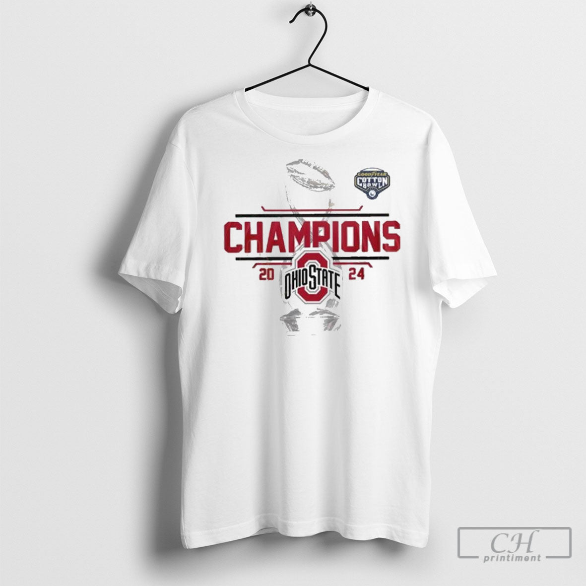 Ohio State Buckeyes Goodyear Cotton Bowl Champions 2024 Trophy T Shirt