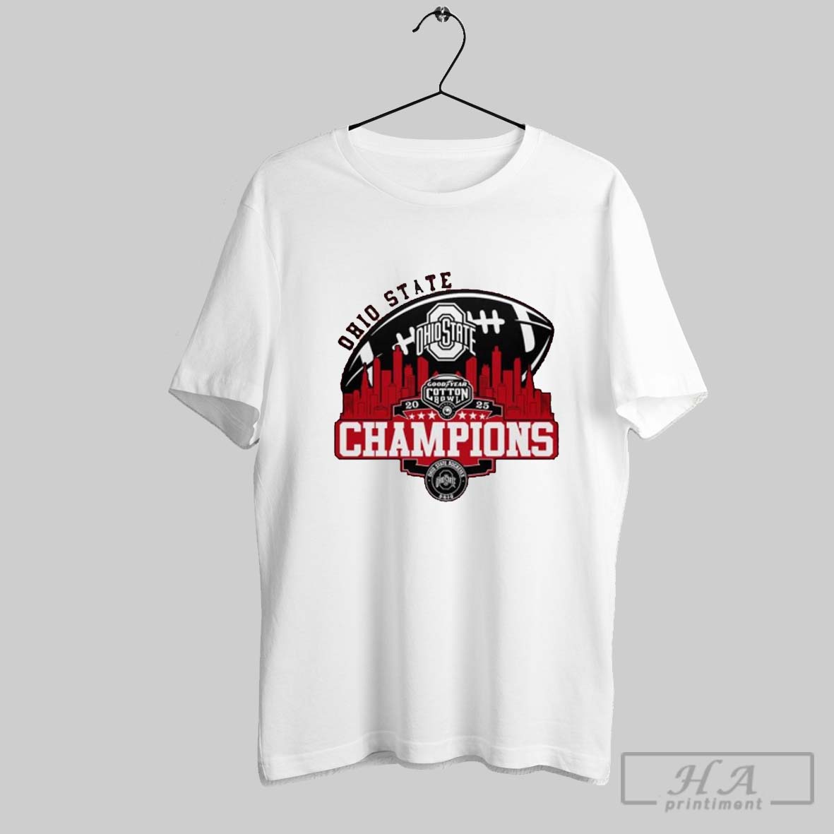 2025 Ohio State Buckeyes Cotton Bowl Skyline Football Logo Shirt