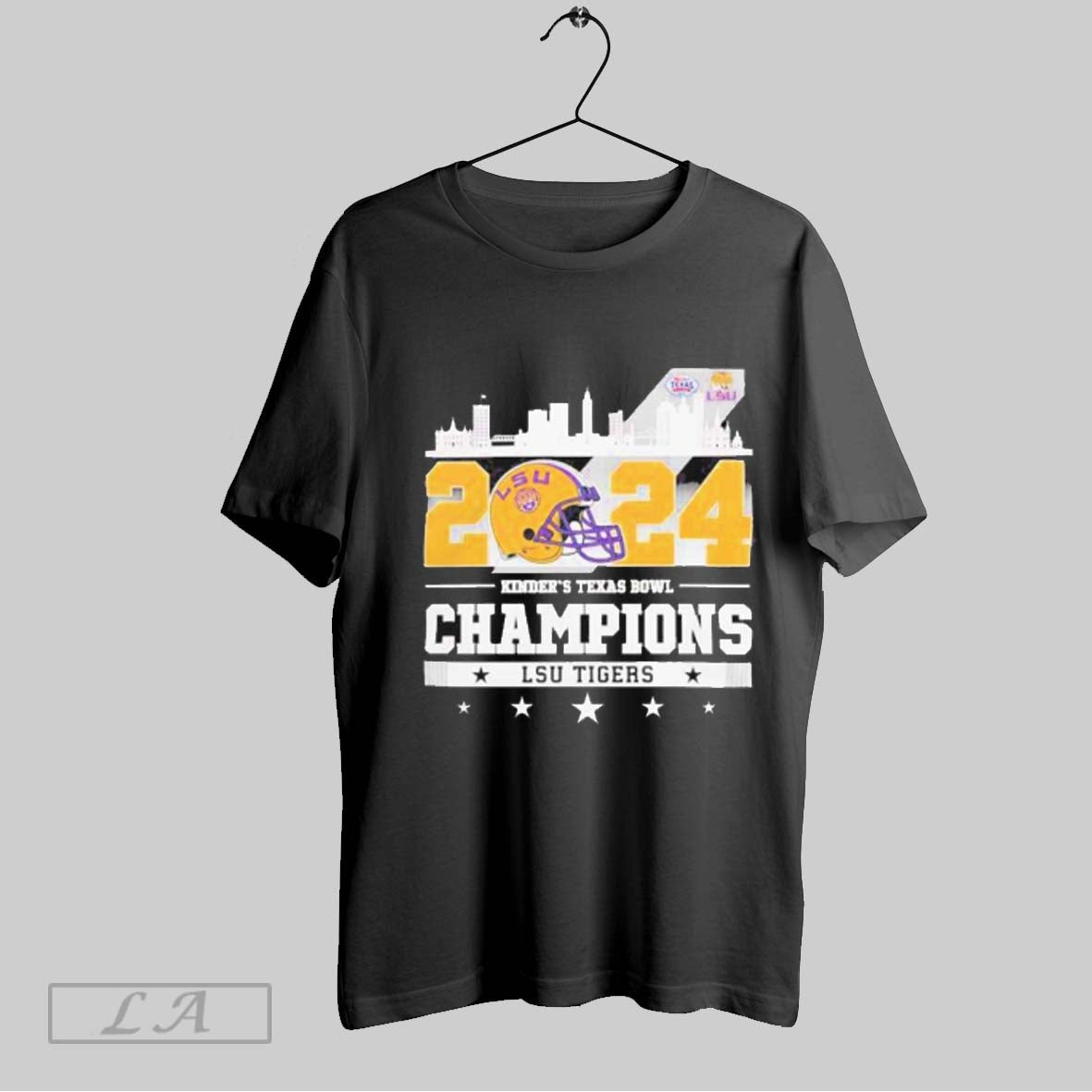 2024 Kinders Texas Bowl Champions Lsu Tigers City Skyline Shirt