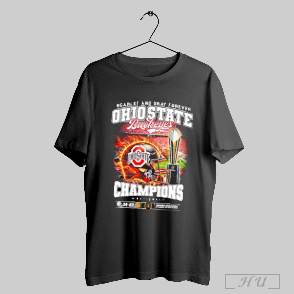 Scarlet And Gray Forever Ohio State Buckeyes Champions 2024 Fire Helmet T Shirt Sweatshirt Poster
