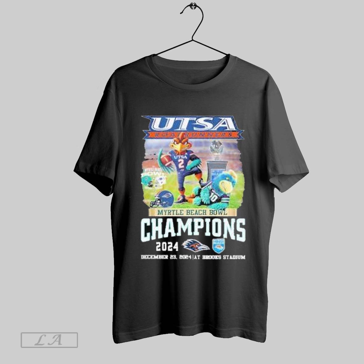 Official Utsa Roadrunners Mascot 2024 Myrtle Beach Bowl Champions At Brooks Stadium Shirt