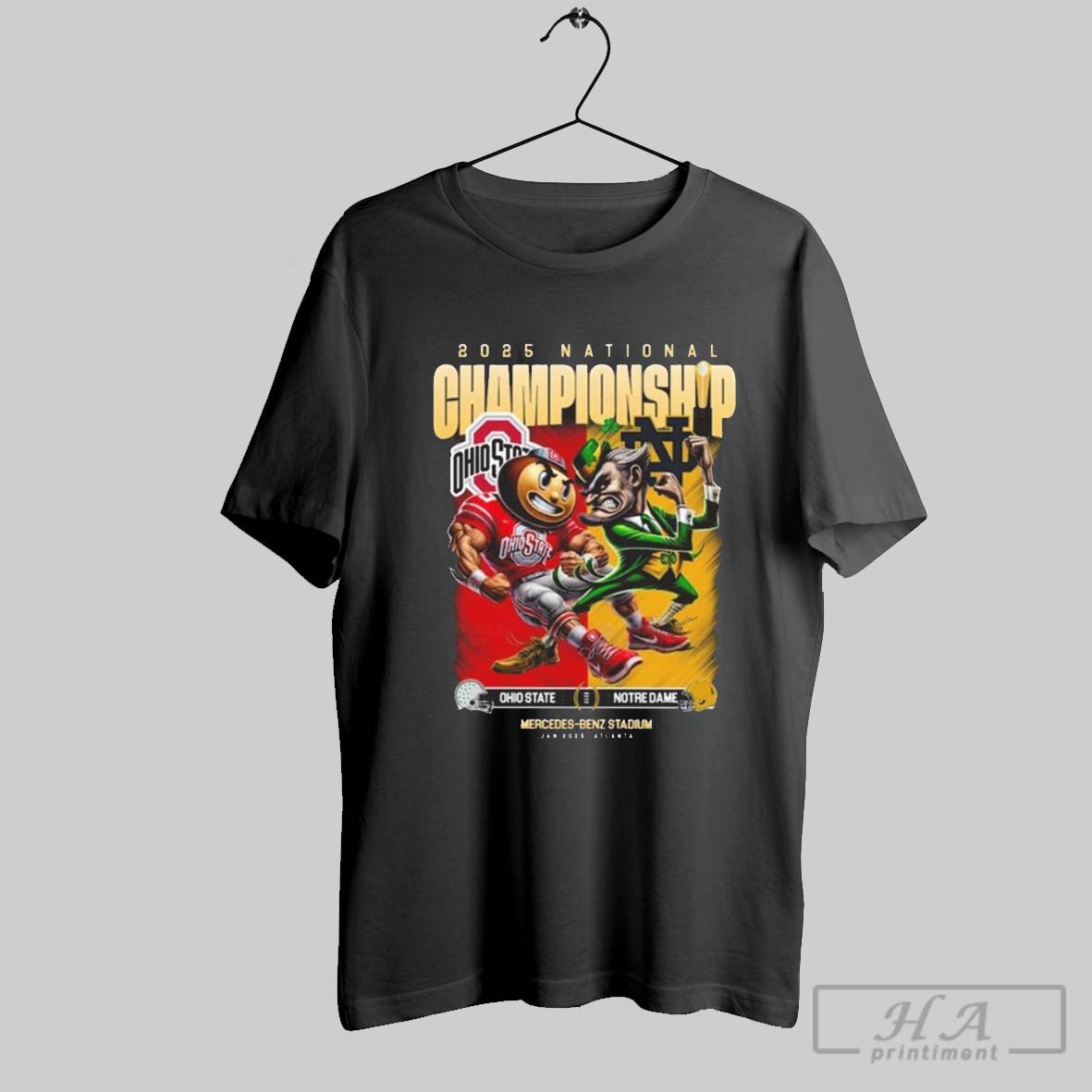 2025 National Championship Ncaa Ohio State And Notre Dame Mercedes Benz Stadium Mascot Shirt