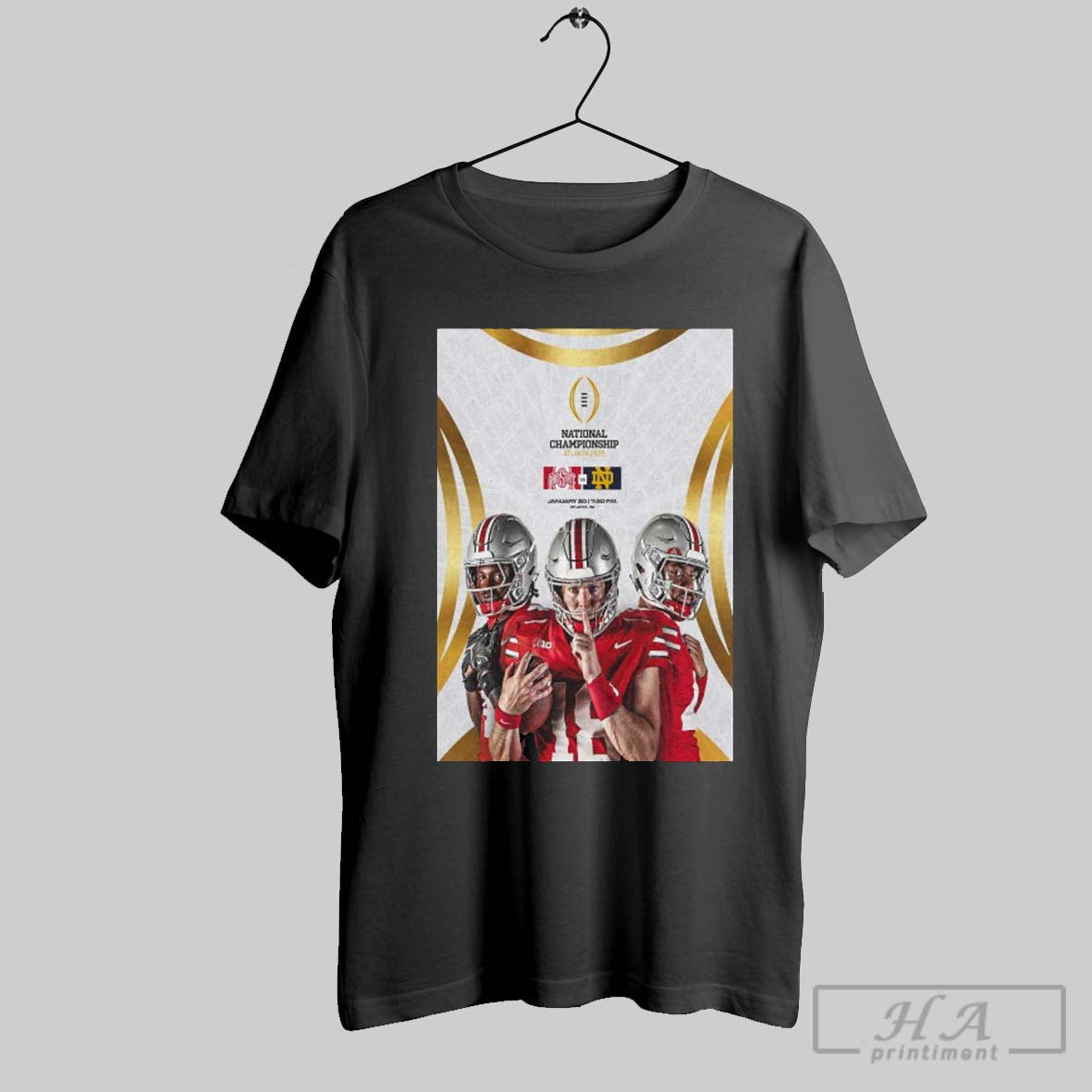 Official Poster Ohio State Athletics Vs Notre Dame National Championship January 20 2025 Atlanta Ga T Shirt