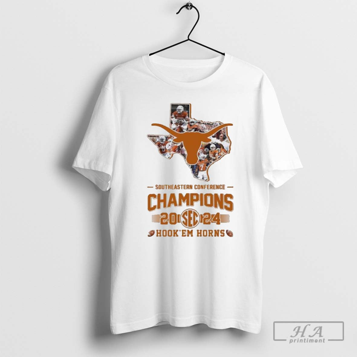 Official Texas Longhorns Southeastern Conference Champions State 2024 Hook Em Horns Map Logo Shirt
