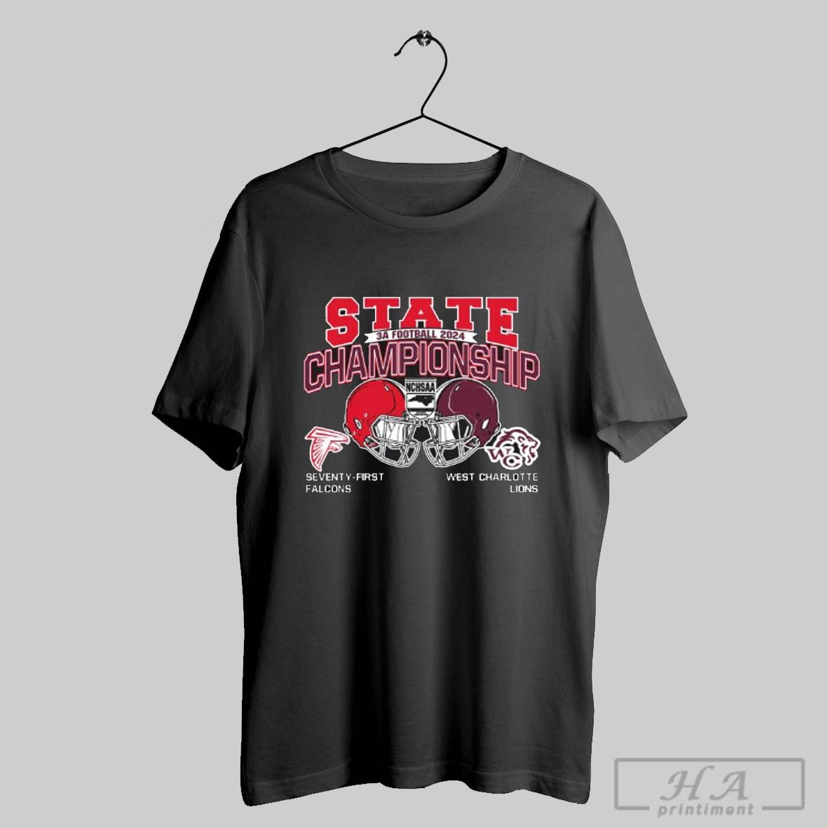 Official Seventy First Falcons Vs West Charlotte Lions 2024 3a Football State Championship Head To Head Shirt