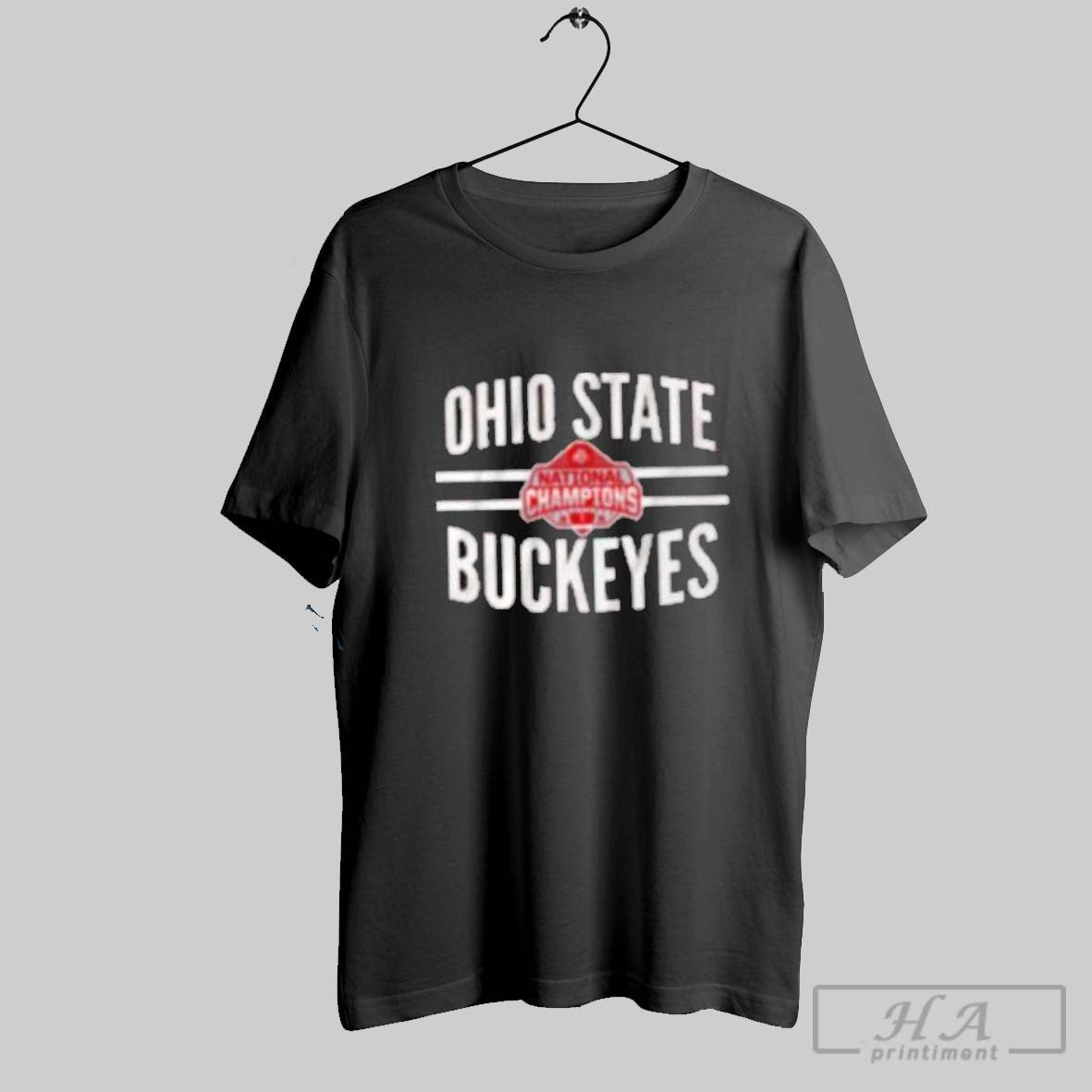 Ohio State Football National Champions Logo Stripe Shirt