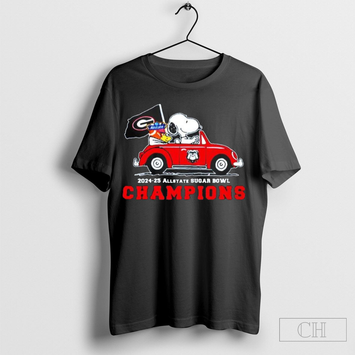 Official Snoopy Driving Car Georgia Bulldog Allstate Sugar Bowl Champions Racer 2024 2025 Shirt