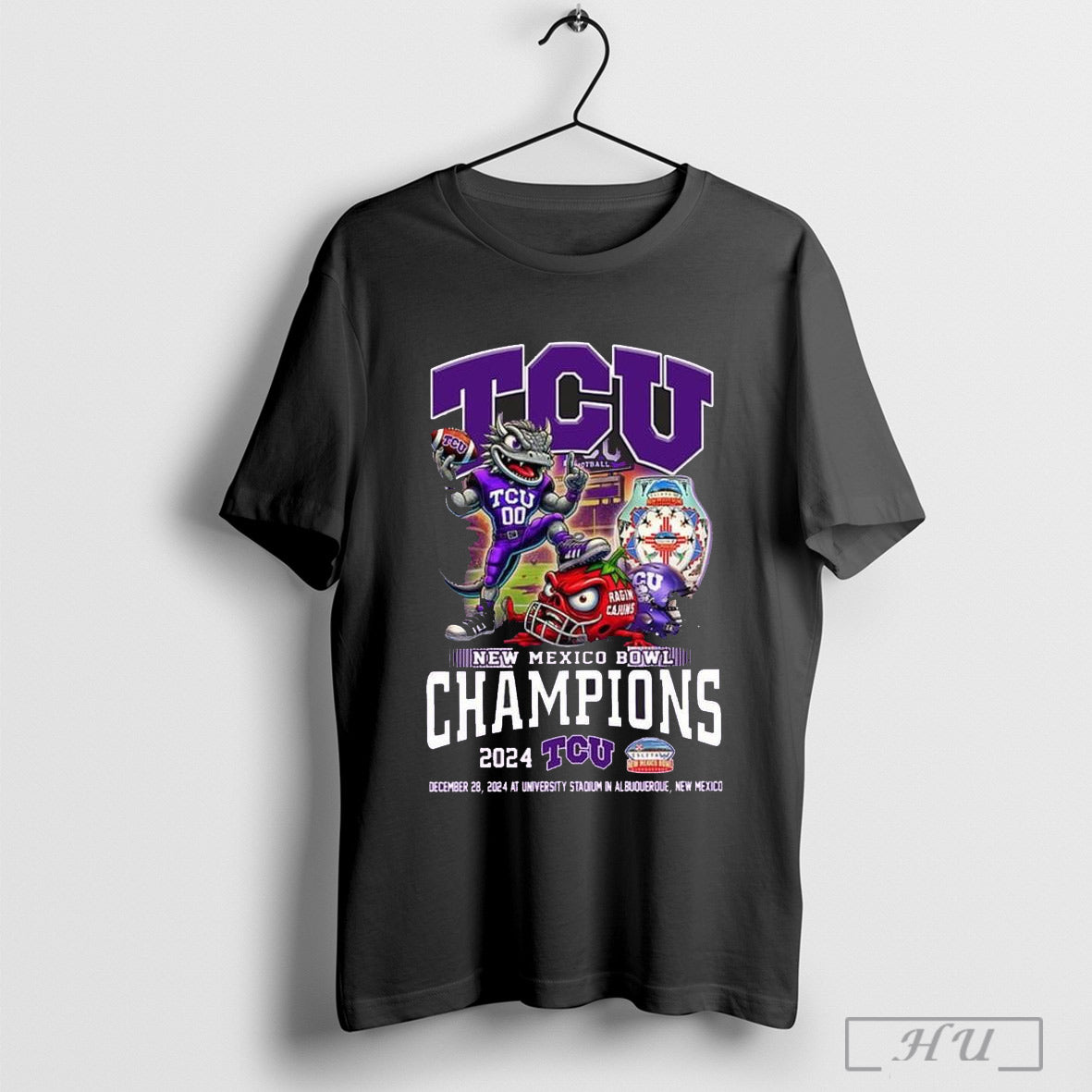 Official Tcu Horned Frogs Lets Celebrate 2024 New Mexico Bowl Champions Mascot Shirt