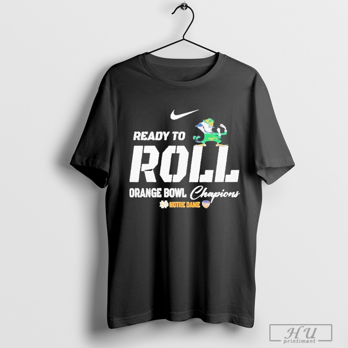 Original Nike Notre Dame Lets Roll Orange Bowl Champions 2025 Celebrating T Shirt