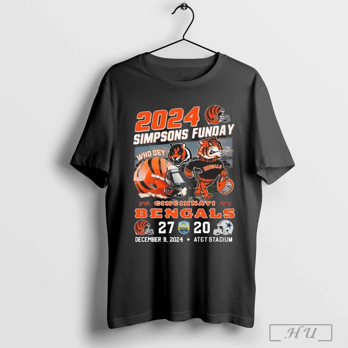 2024 Simpsons Funday Cincinnati Bengals 27 20 Dallas Cowboys December 9 2024 Att Stadium T Shirt
