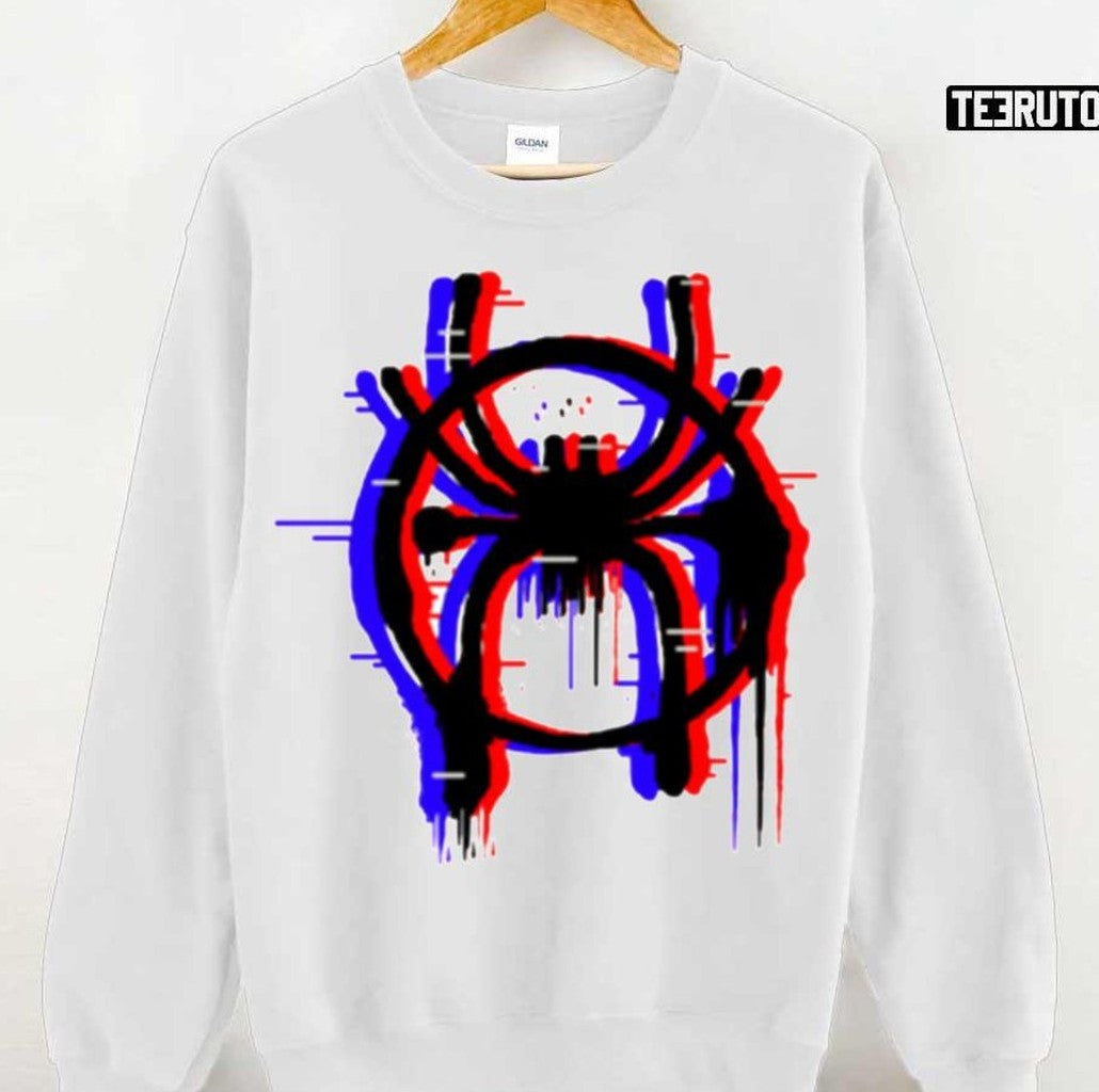 3d Neon Design Spiderverse Logo Spiderman Unisex Sweatshirt