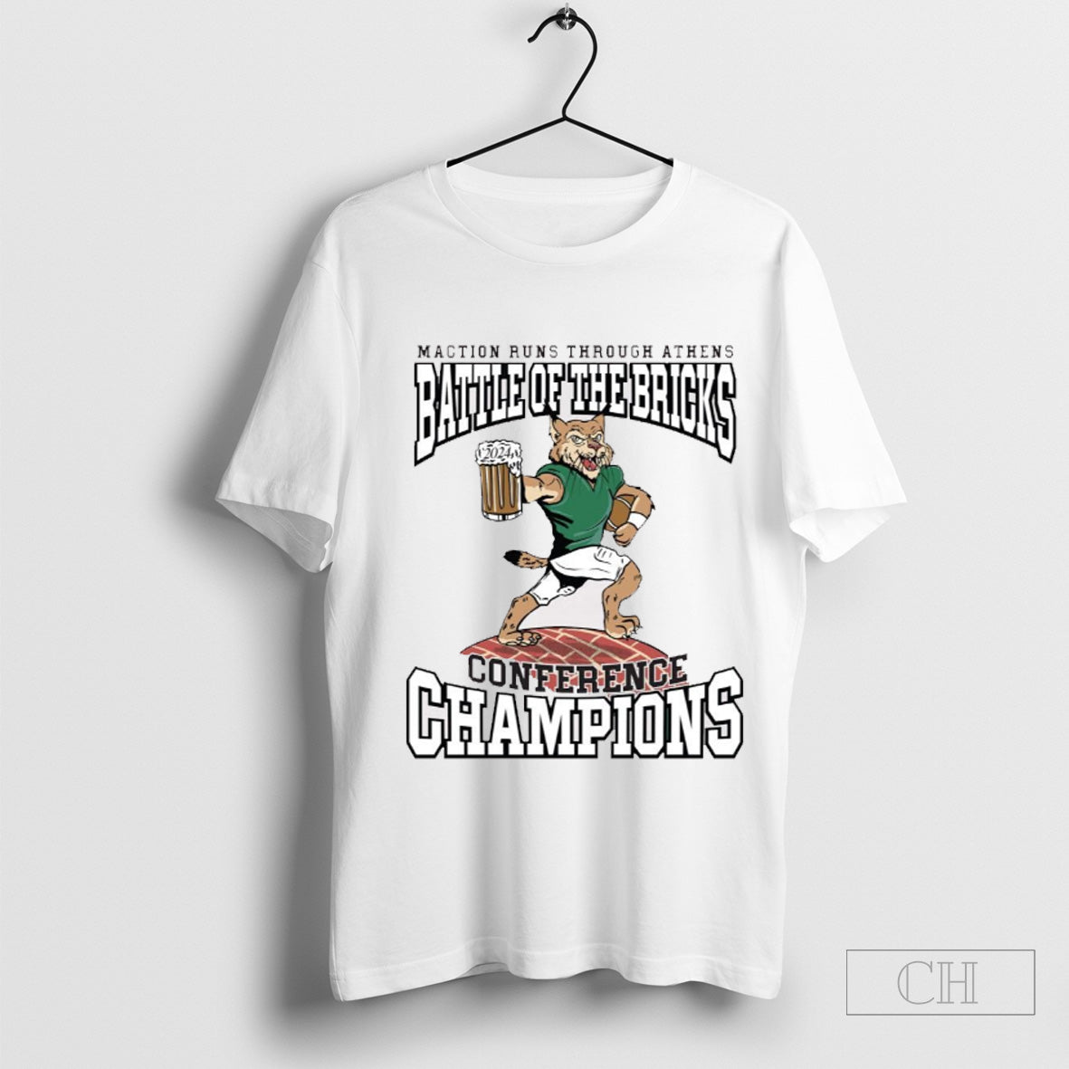 Ohio Bobcats Maction Runs Through Athens Battle Of The Bricks Oh Conference Champions 2024 T Shirt