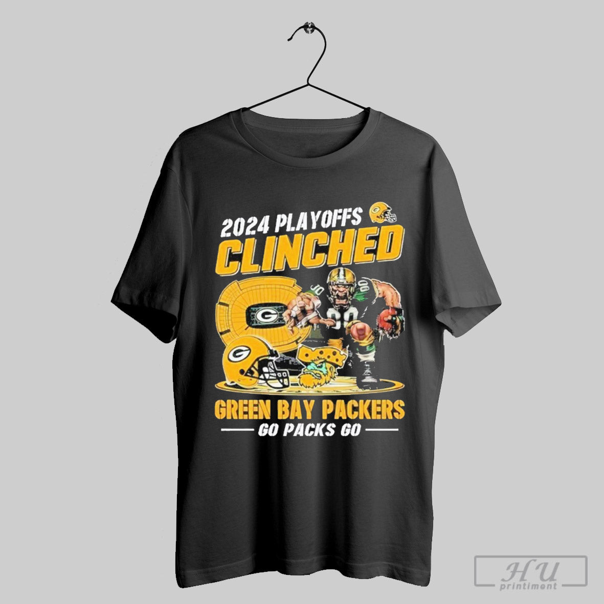 2024 Playoff Clinched Green Bay Packers Go Packs Go Mascot T Shirt