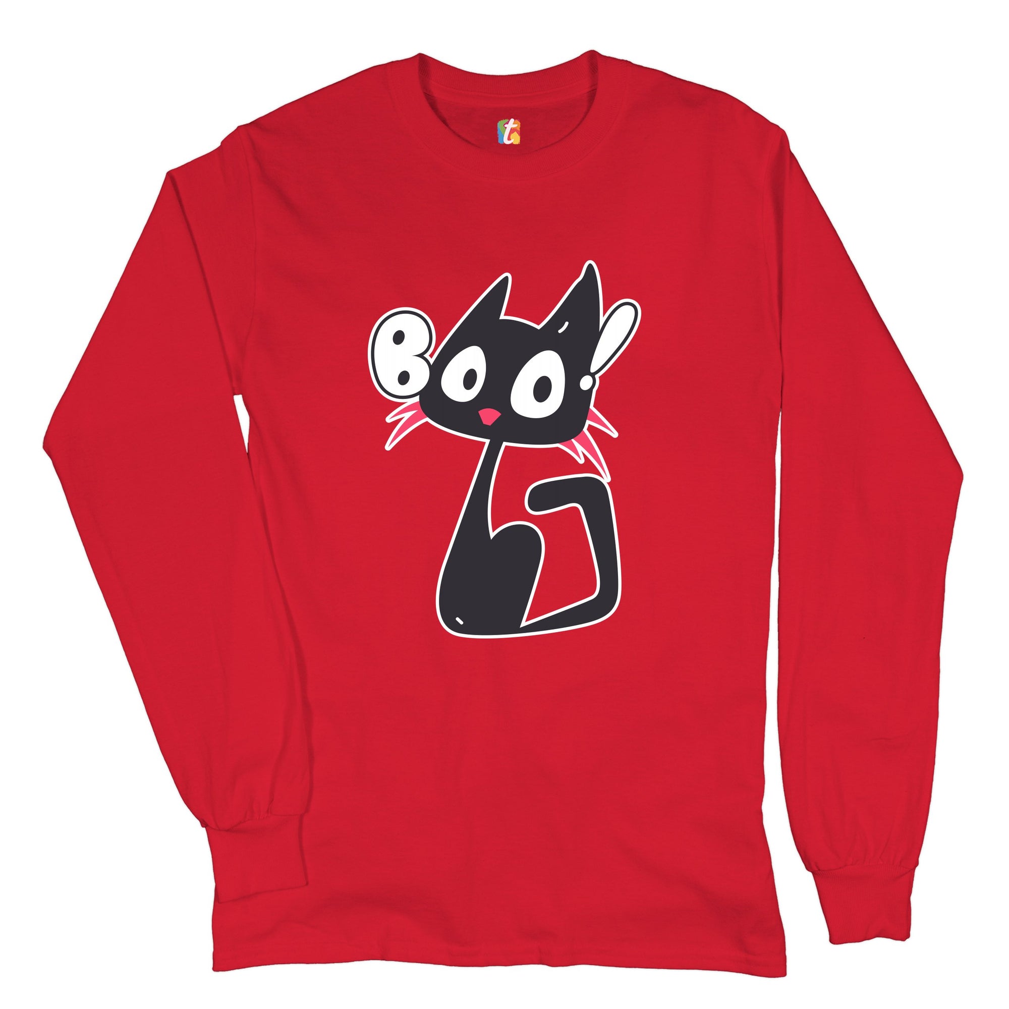 Boo Kitten Long Sleeve T-shirt Happy Halloween Trick-or-Treating Funny Cat