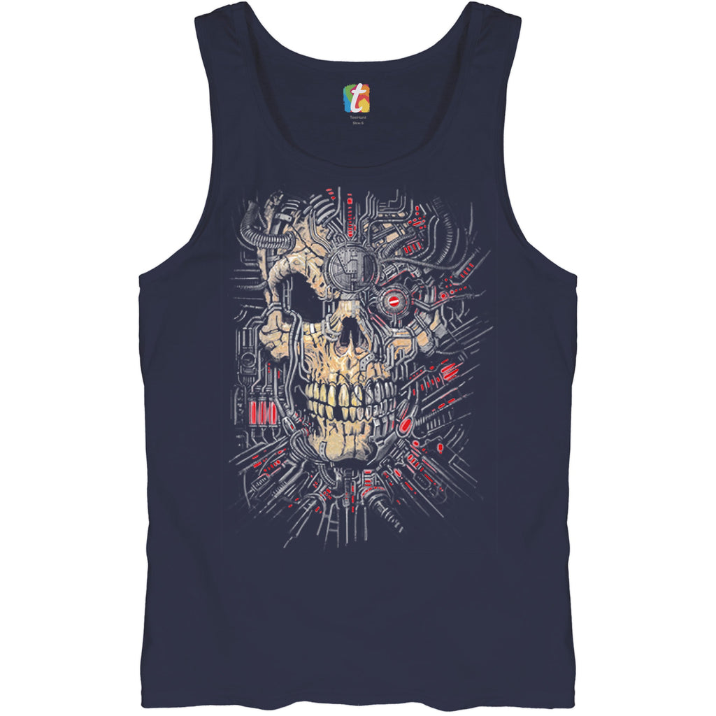 Cyborg Skull Face Tank Top Scary Cyberpunk Robot Horror Men's Top