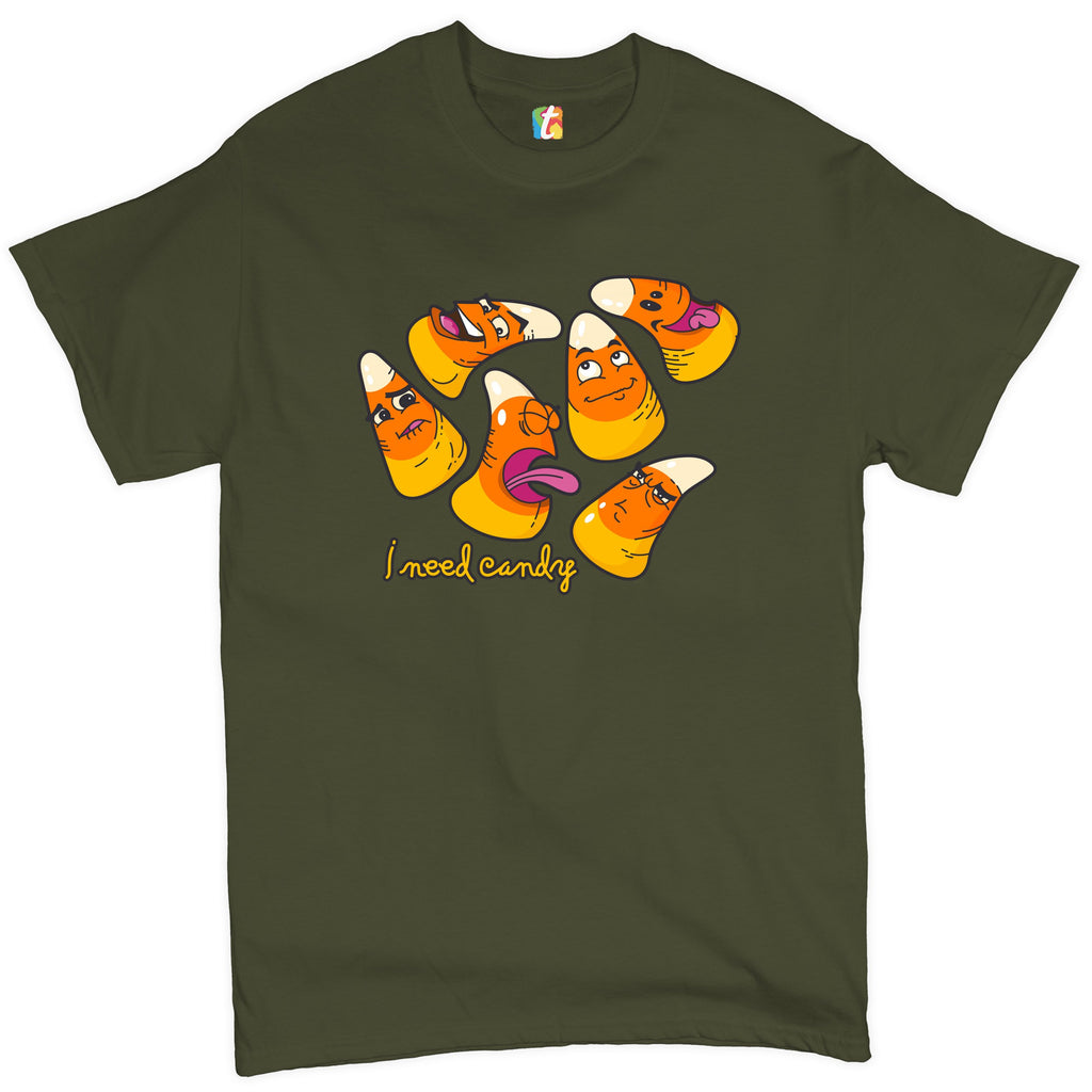 I Need Candy T-shirt Happy Halloween Trick-or-Treating Funny Men's Tee