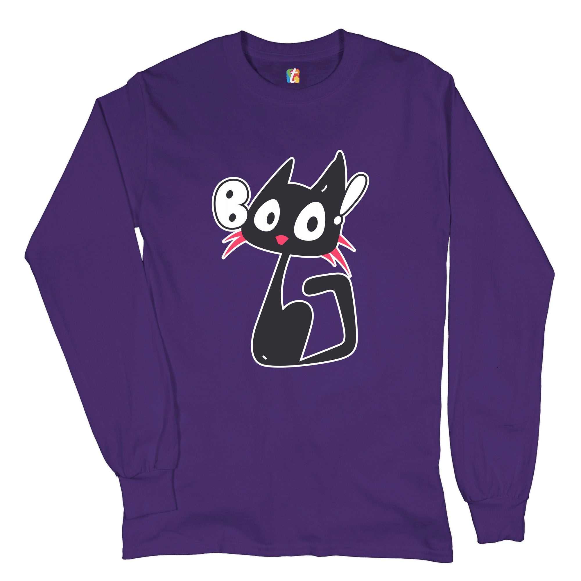 Boo Kitten Long Sleeve T-shirt Happy Halloween Trick-or-Treating Funny Cat