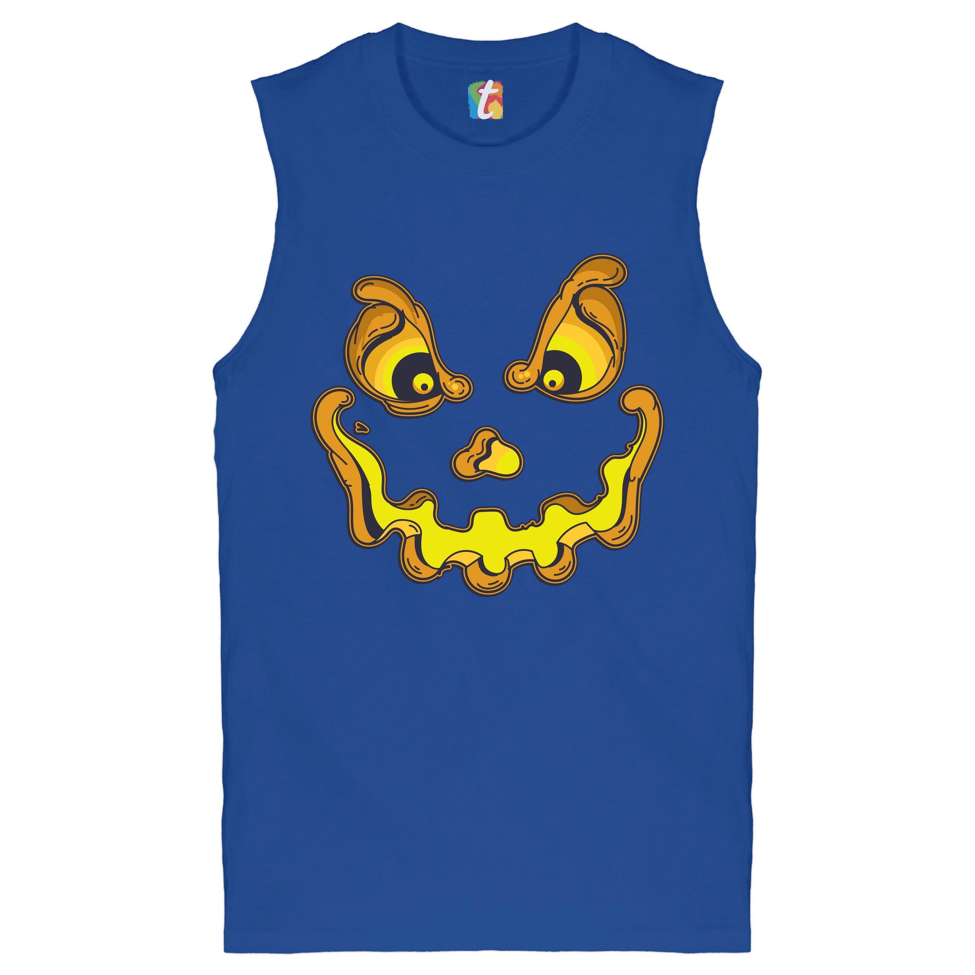 Jack-O-Lantern Pumpkin Face Muscle Shirt Trick-or-Treat Halloween Men's
