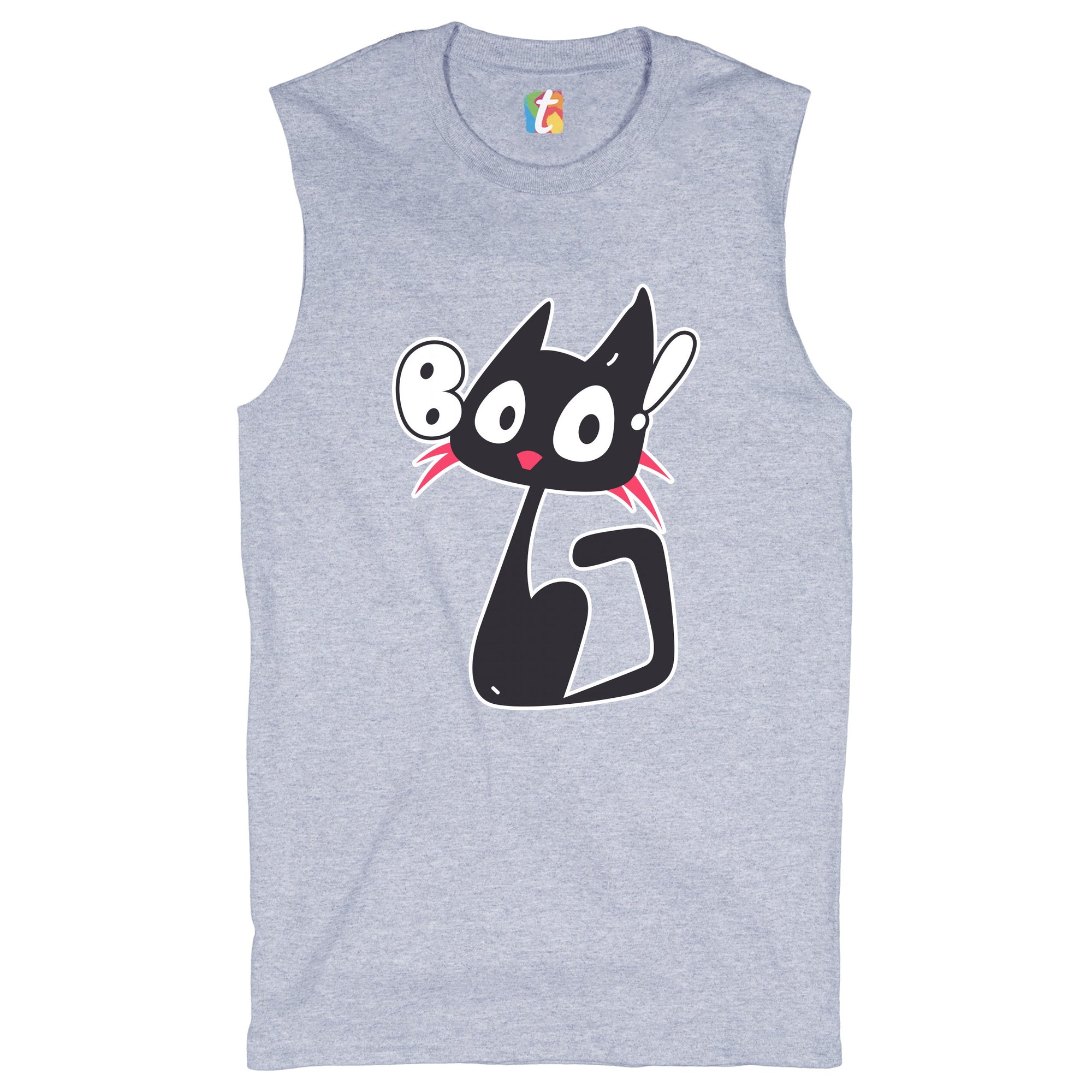 Boo Kitten Muscle Shirt Happy Halloween Trick-or-Treating Funny Cat Men's